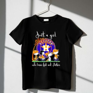 Just A Girl Who Loves Fall And Houston Astros Snoopy Peanuts Baseball Scene Shirt