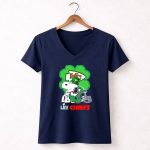 KC Chiefs St Patricks Day LIV Snoopy Shamrock 5 Womens V Neck