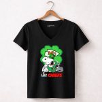 KC Chiefs St Patricks Day LIV Snoopy Shamrock 7 Womens V Neck