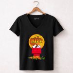 KISS Snoopy Halloween Pumpkin Moon Scene 7 Womens V Neck.jpg