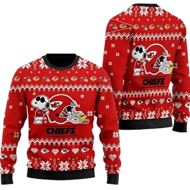 Kansas City Chiefs Cute The Snoopy Show Football Helmet Ugly Sweater 1.Jpg