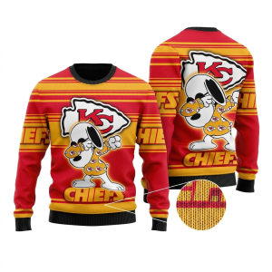 Kansas City Chiefs Dabbing Snoopy Christmas Ugly Sweater 1.png