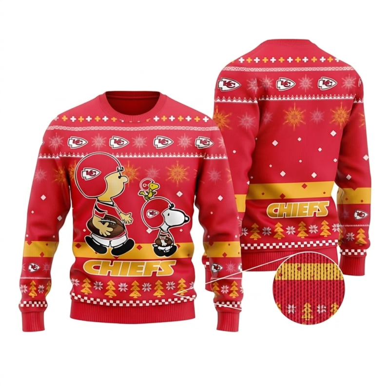 Kansas City Chiefs Funny Charlie Brown Peanuts Snoopy Ugly Sweater 1.Png