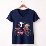 Kansas City Chiefs Snoopy Bicycle Flowers 5 Womens V Neck