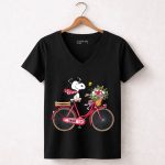 Kansas City Chiefs Snoopy Bicycle Flowers 7 Womens V Neck