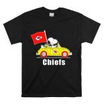 Kansas City Chiefs Snoopy Riding with Woodstock in Yellow Car T Shirt 6