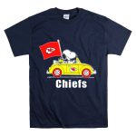 Kansas City Chiefs Snoopy Riding with Woodstock in Yellow Car T Shirt 7