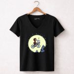 Kansas City Royals Halloween Moonlit Bicycle Ride with Snoopy and Woodstock 7 Womens V Neck 1.jpg