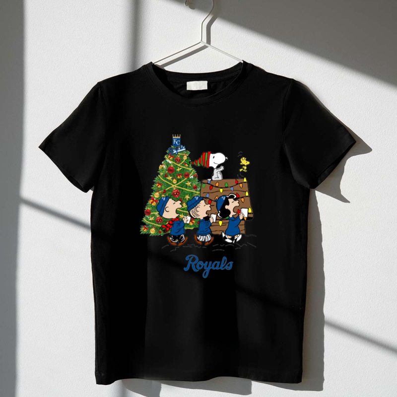 Kansas City Royals Merry Christmas Tree With Snoopy And Peanuts Characters 1 T Shirt 1.Jpg