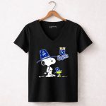 Kansas City Royals Snoopy And Woodstock Pilgrim Hat 7 Womens V Neck 1.jpg