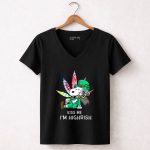 Kiss Me Im Highrish Snoopy with Leprechaun Hat and Cannabis Leaves 5 Womens V Neck1