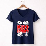 Kiss Snoopy Faces Rock Band 5 Womens V Neck.jpg