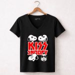 Kiss Snoopy Faces Rock Band 7 Womens V Neck.jpg