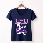LSU Tigers Snoopy Dabbing 5 Womens V Neck 1.jpg