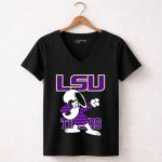 LSU Tigers Snoopy Dabbing 7 Womens V Neck 1.jpg