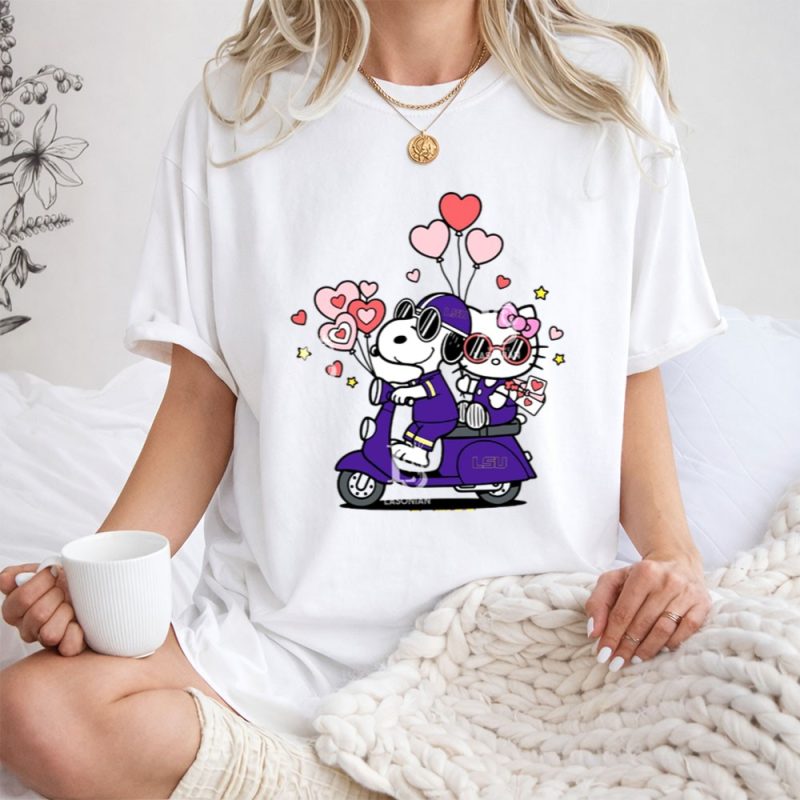 Lsu Tigers Snoopy And Hello Kitty Valentine 1 T Shirt 1.Jpg