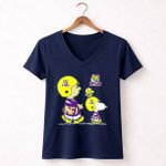 LSU Tigers Snoopy and Woodstock Football Adventure 5 Womens V Neck 1.jpg