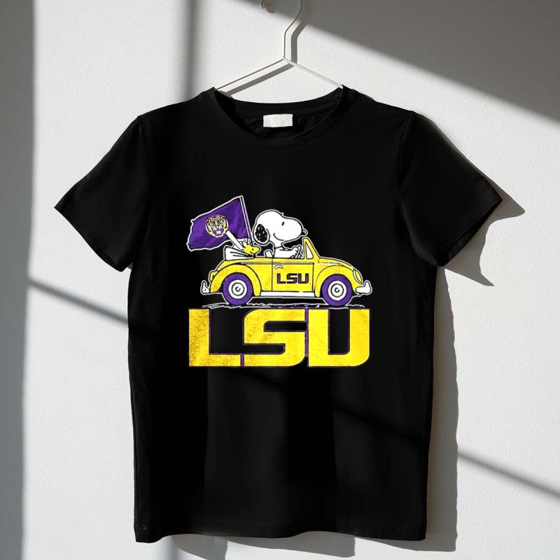 Lsu Tigers X Snoopy And Woodstock Driving Car 1 T Shirt 1.Jpg