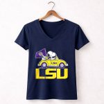 LSU Tigers X Snoopy and Woodstock driving car 5 Womens V Neck 1.jpg