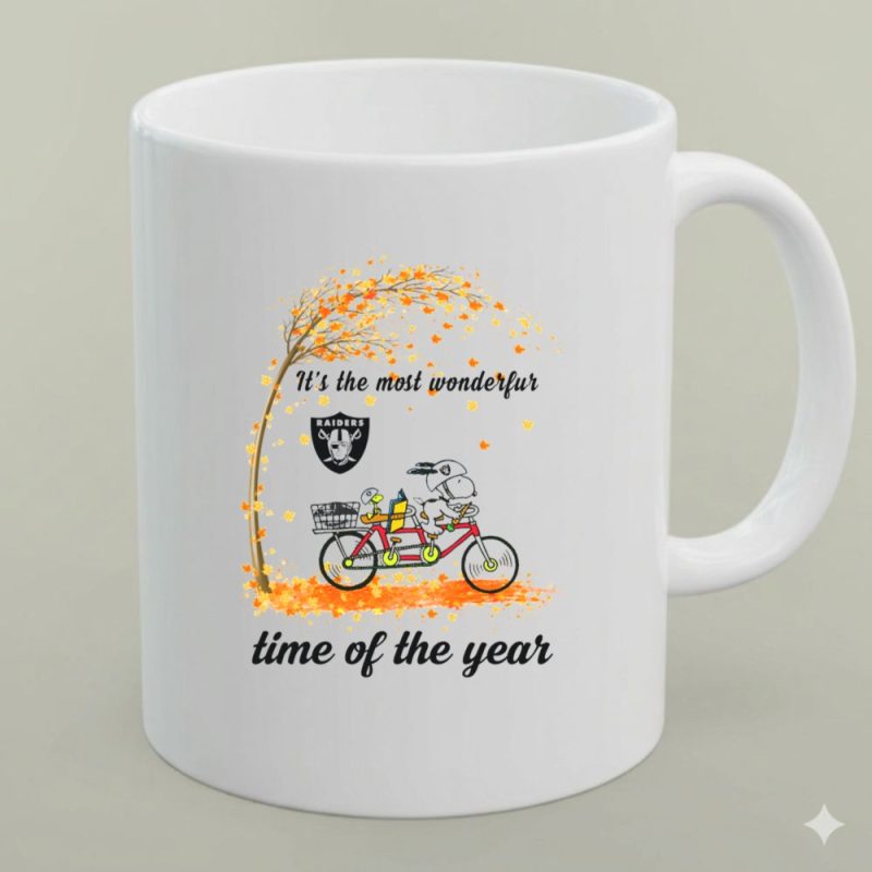 Las Vegas Raiders Autumn Bike Snoopy Its The Most Wonderful Time Of The Year 1 Mug.jpg