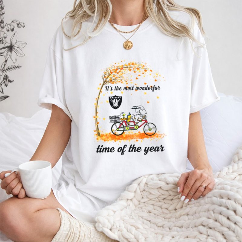 Las Vegas Raiders Autumn Bike Snoopy Its The Most Wonderful Time Of The Year T Shirt T Shirt 1