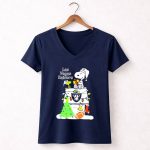 Las Vegas Raiders NFL Christmas Snoopy and Woodstock with Tree and Football 5 Womens V Neck