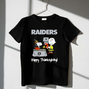 Las Vegas Raiders Peanuts Charlie Brown And Snoopy Happy Thanksgiving Shirt