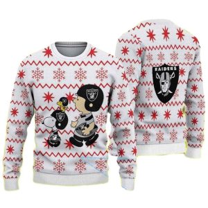Las Vegas Raiders Snoopy And Woodstock White Ugly Sweater 1.jpg