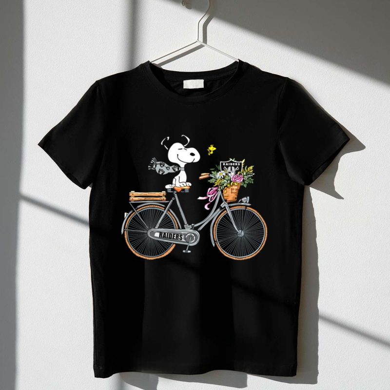 Las Vegas Raiders Snoopy Bicycle Adventure With Woodstock And Flowers 1 T Shirt