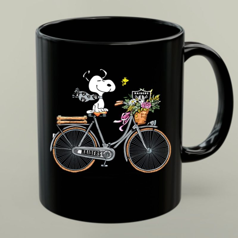 Las Vegas Raiders Snoopy Bicycle Adventure With Woodstock And Flowers 1 Mug.jpg