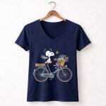Las Vegas Raiders Snoopy Bicycle Adventure with Woodstock and Flowers 5 Womens V Neck