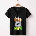 Las Vegas Raiders Snoopy Halloween Witch Pumpkin Football Doghouse 7 Womens V Neck