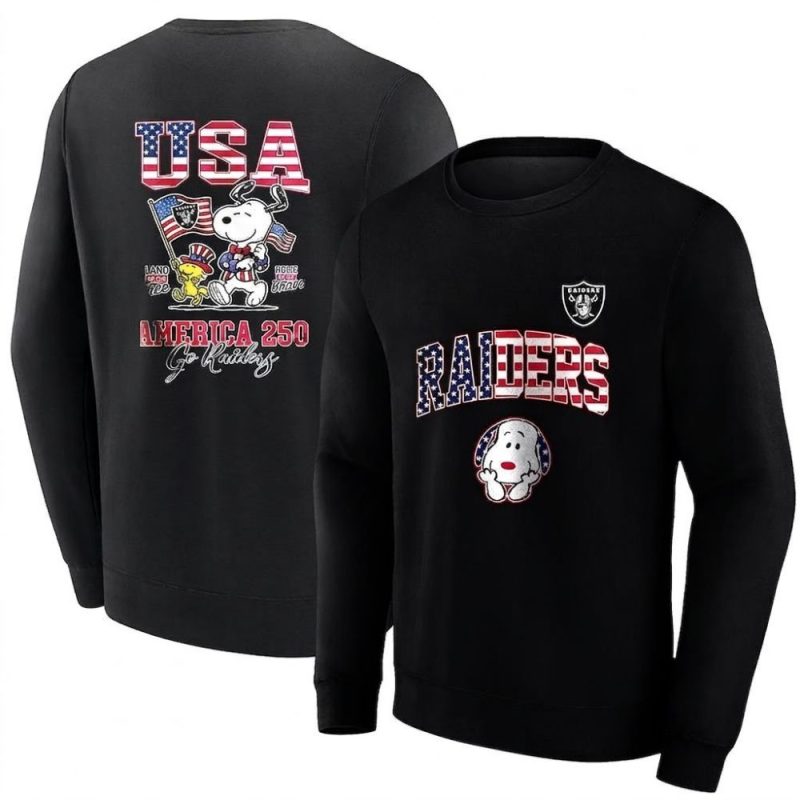 Las Vegas Raiders X Peanuts Snoopy Usa America 250Th Anniversary Aop Sweatshirt 1.Jpg