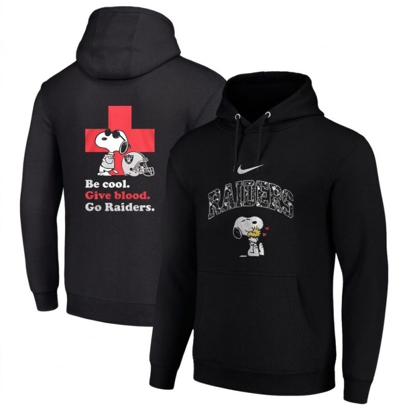 Las Vegas Raiders X Peanuts Snoopy Be Cool Give Blood Aop Hoodie 1.Jpg