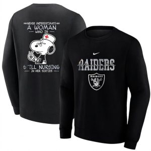 Las Vegas Raiders x Peanuts Snoopy never underestimate a women sweatshirt.jpg