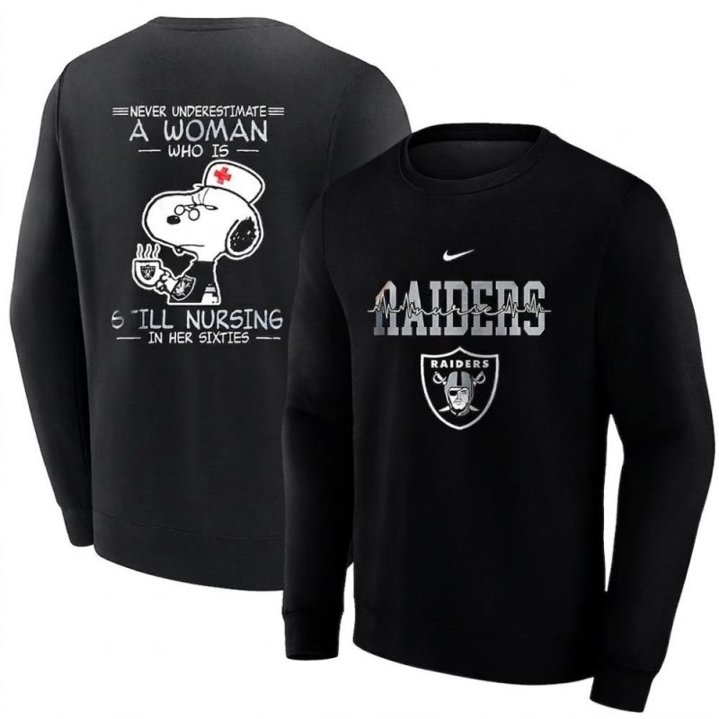 Las Vegas Raiders X Peanuts Snoopy Never Underestimate A Women Sweatshirt.jpg