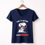 Life Is Better With Bulldogs Snoopy Hugging Georgia Helmet 5 Womens V Neck.jpg
