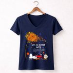 Life Is Better With Cleveland Guardians Autumn Tree Snoopy and Butterflies 5 Womens V Neck.jpg