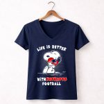 Life Is Better With Patriots Football Snoopy Hugging Helmet 5 Womens V Neck