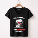 Life Is Better With Patriots Football Snoopy Hugging Helmet 7 Womens V Neck