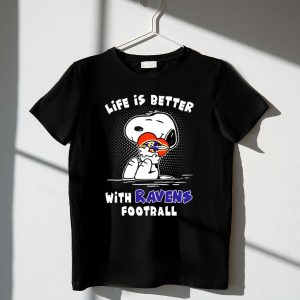 Life Is Better With Ravens Football Snoopy Hugging Baltimore Ravens 1 T Shirt