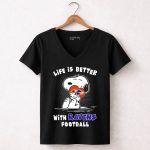 Life Is Better With Ravens Football Snoopy Hugging Baltimore Ravens 7 Womens V Neck