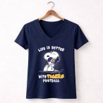 Life Is Better With Tigers Football Snoopy Lsu Tigers Helmet 5 Womens V Neck 1.jpg