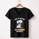 Life Is Better With Tigers Football Snoopy Lsu Tigers Helmet 7 Womens V Neck 1.jpg