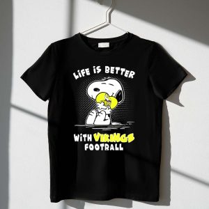 Life Is Better With Vikings Football Snoopy Hugging Helmet 1 T Shirt
