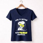 Life Is Better With Vikings Football Snoopy Hugging Helmet 5 Womens V Neck