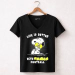 Life Is Better With Vikings Football Snoopy Hugging Helmet 7 Womens V Neck