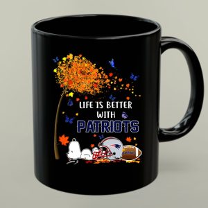 Life Is Better with Patriots New England Football Autumn Leaves and Snoopy 1 mug.jpg