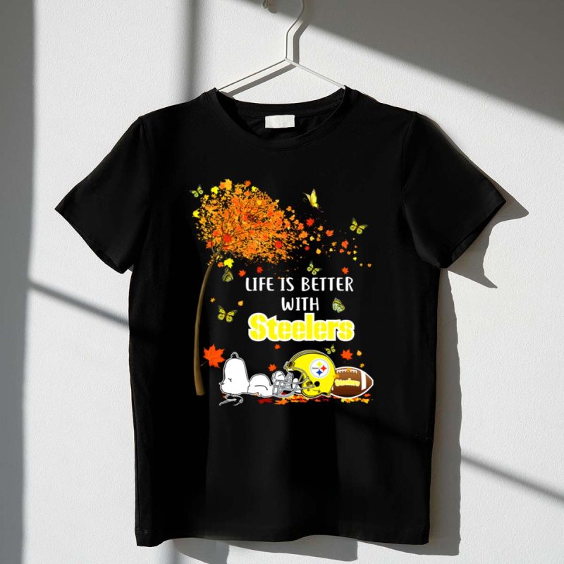 Life Is Better With Steelers Autumn Snoopy Football Helmet 1 T Shirt