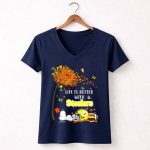 Life Is Better with Steelers Autumn Snoopy Football Helmet 5 Womens V Neck